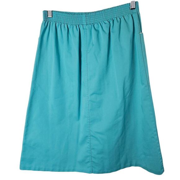 Vintage 70s Skirt Womens Size Large Blue Midi Preppy ALine Retro Coquette - Picture 2 of 8